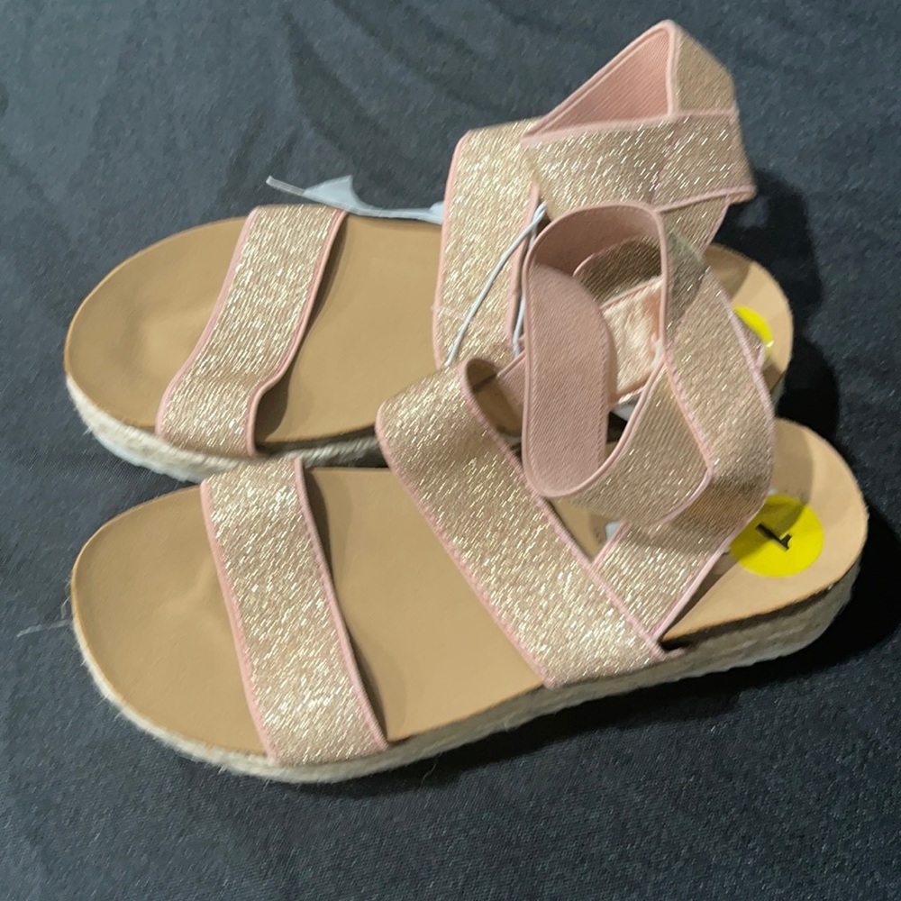 Girls Steve Madden gold glitter espadrilles